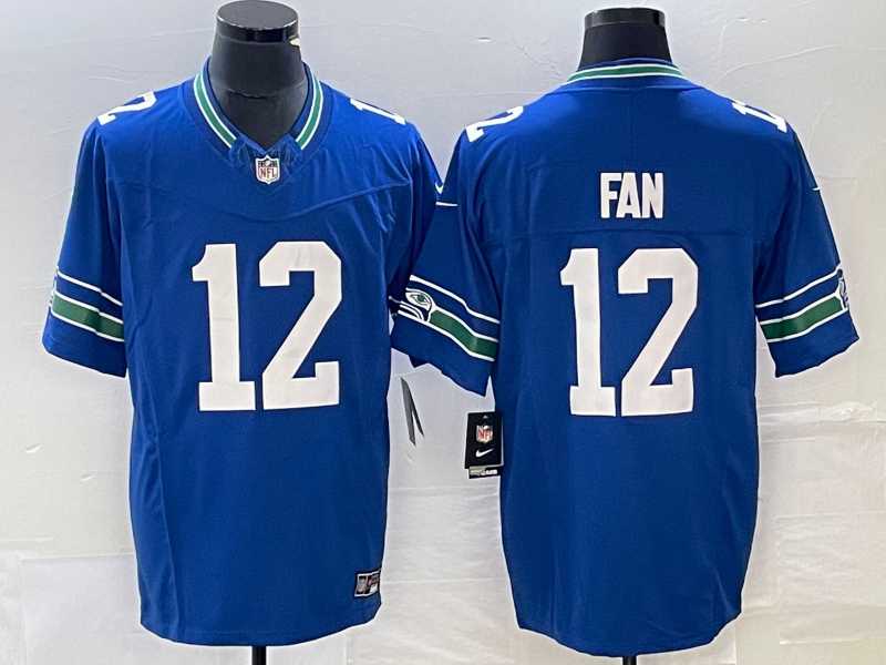 Mens Seattle Seahawks #12 Fan Royal 2023 F.U.S.E. Vapor Limited Throwback Stitched Jersey